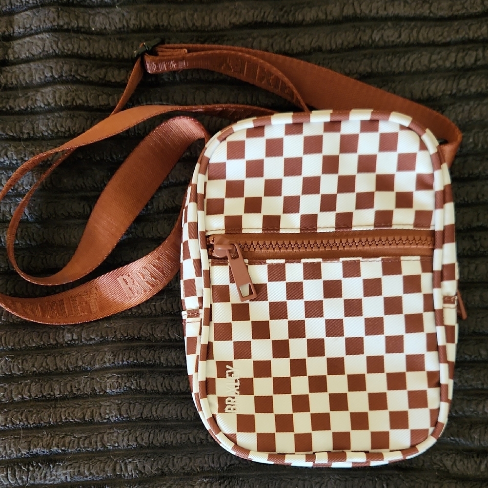 Brown Checkered Crossbody Bag